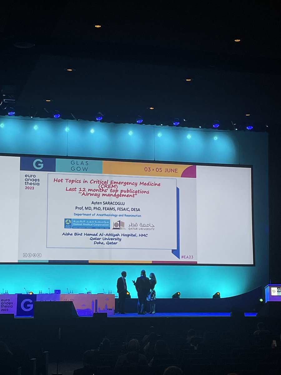Euroanaesthesia 2023 is ongoing in Glasgow. A lot of hot topics in CrEM (critical emergency medicine) is presented #EA23 #CrEm #GLASGOW #esaic <a href="/ESAIC_org/">ESAIC</a>
