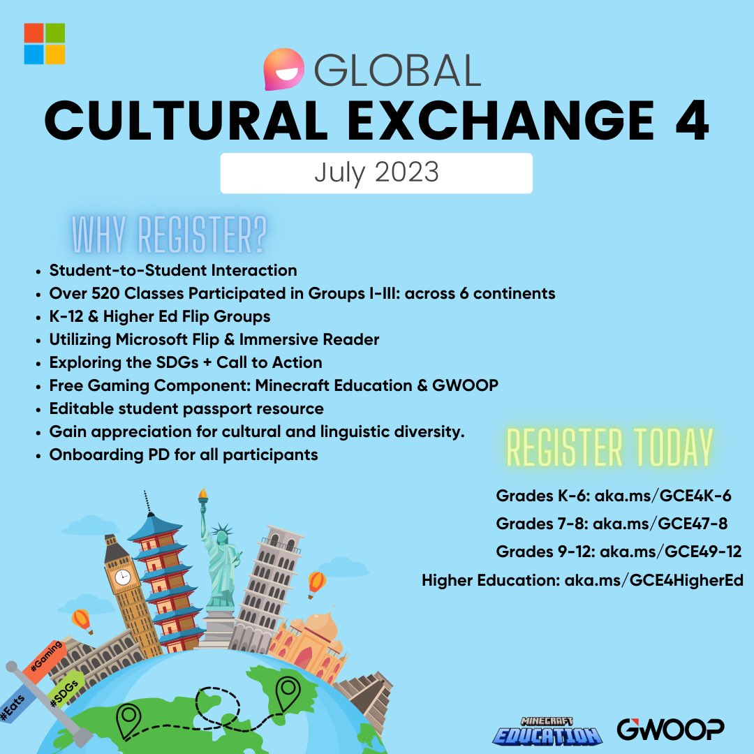 🧵We have over 520 classes participating in cohorts 1-3 of the @MicrosoftFlip Global Cultural Exchange representing: 🇪🇨🇻🇪🇲🇽🇪🇸🇺🇸🇬🇧🇳🇿🇲🇾🇲🇦🇲🇰🇺🇬🇿🇦🇵🇱🇷🇺🇹🇷🇰🇪🇺🇾🇮🇳🇵🇭🇪🇬🇰🇷🇱🇷🇸🇦🇨🇦🇬🇭🇷🇸🇴🇲🏴󠁧󠁢󠁥󠁮󠁧󠁿🇵🇦🇨🇴🇬🇷🇸🇸🏴󠁧󠁢󠁷󠁬󠁳󠁿🇵🇰🇸🇾🏴󠁧󠁢󠁳󠁣󠁴󠁿🇮🇪🇮🇹🇭🇷🇨🇳🇭🇺🇲🇩 🇫🇷🇹🇭 🇦🇷🇸🇾🇮🇹🇦🇱🇨🇱🇹🇼🇧🇭🇻🇳🇨🇦🏴󠁧󠁢󠁷󠁬󠁳󠁿🇳🇬🇦🇪🇮🇳🇧🇾🇪🇬🇮🇱🇹🇳🇪🇸🇧🇩🇰🇪 🇧🇷🇬🇹🇸🇪