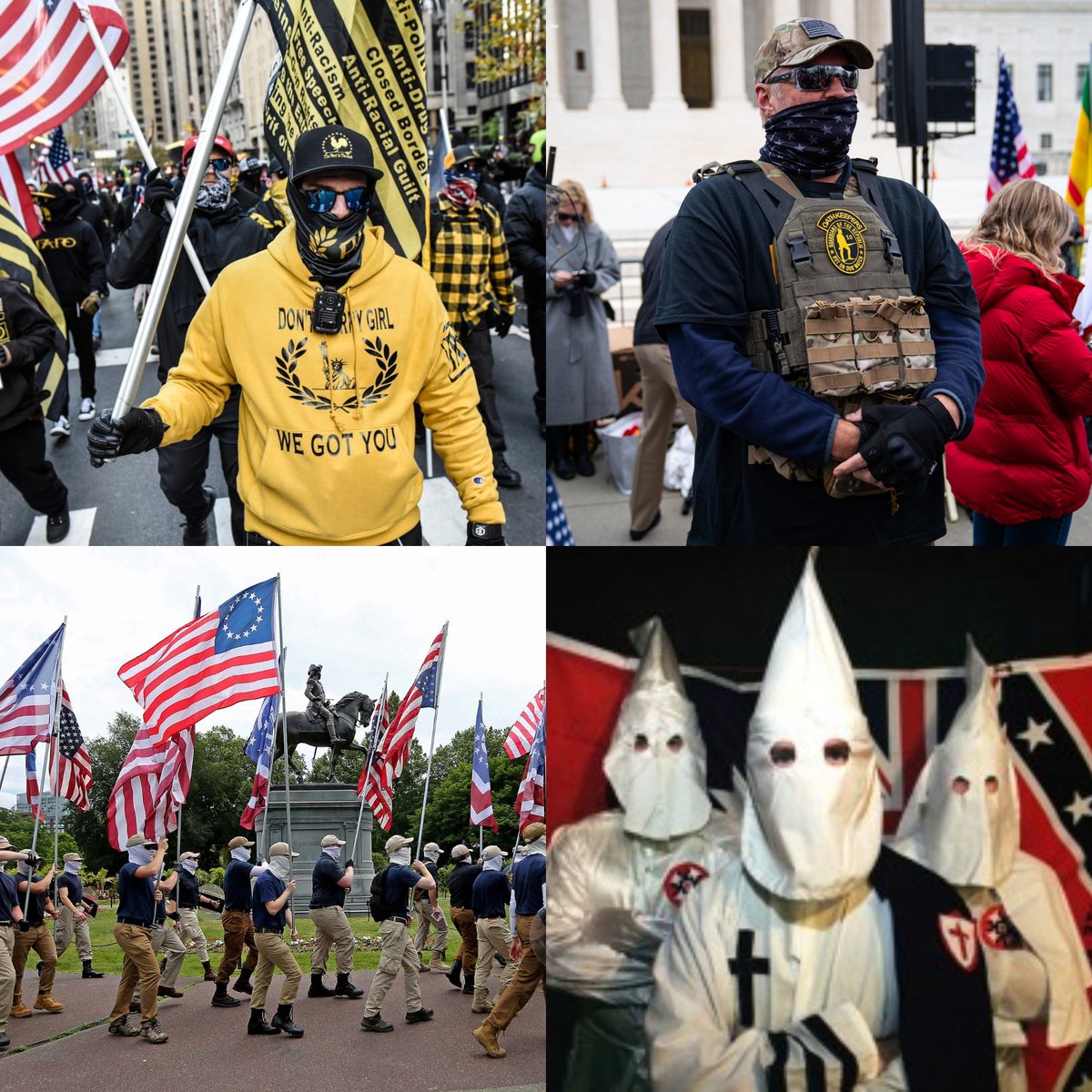 @TimRunsHisMouth Uhhh sure dude. 
Proud Boys, Oath Keepers, Patriot Front, the Klan.  Not a mask in sight 🙃