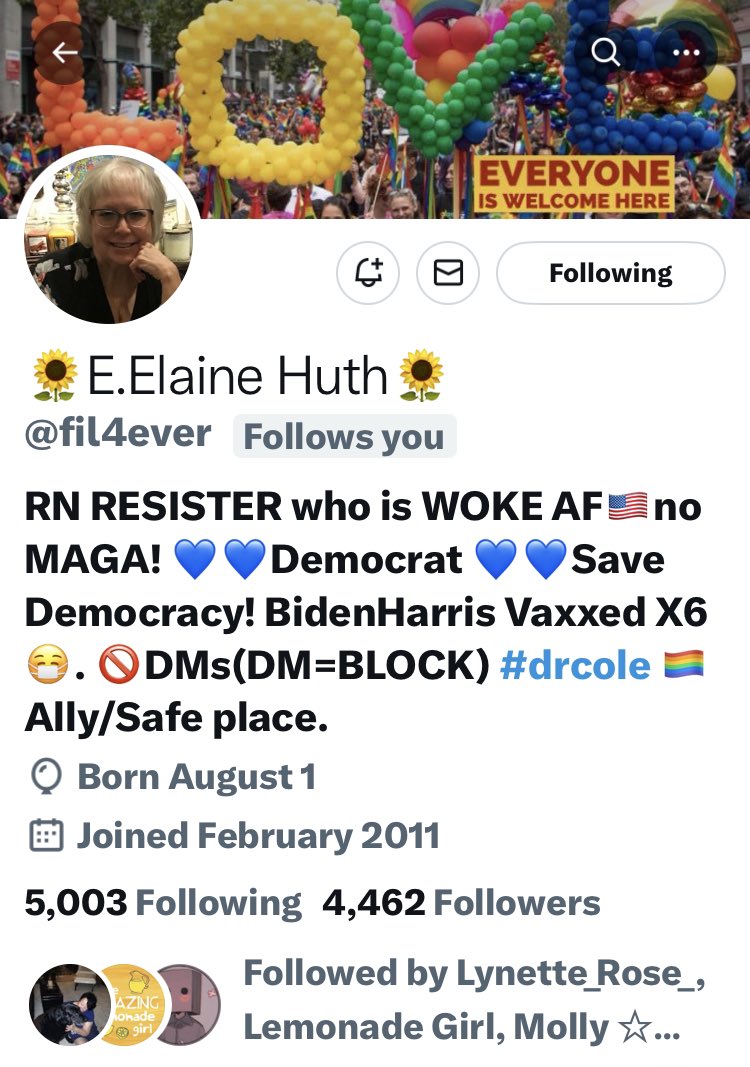 E. Elain @fil4ever who by the way borrowed my banner and by doing so has won my heart for a 5K boost. She needs 538 likeminded friends to help her break through the 5K barrier RT