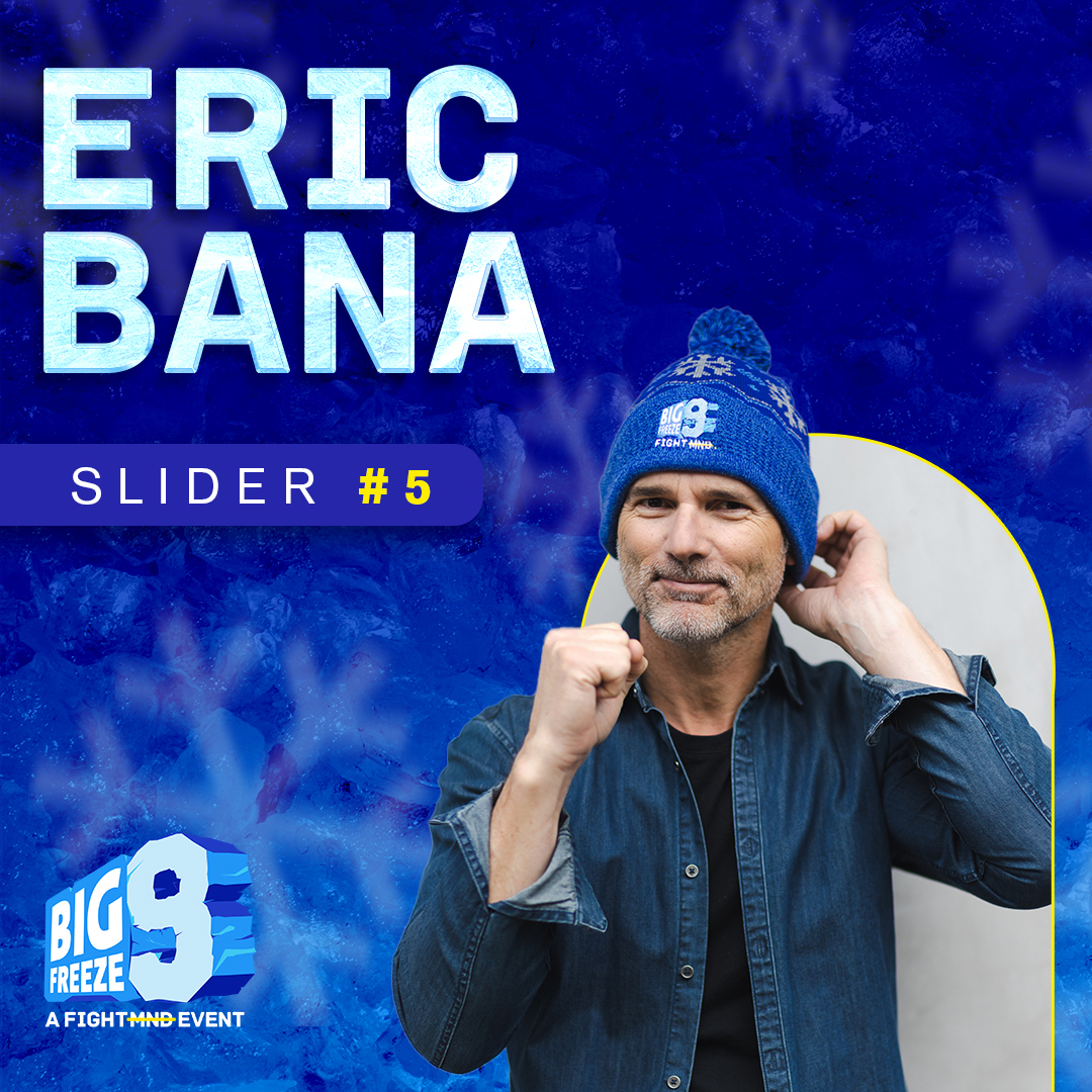 Hollywood is braving the icy water! @EricBana67 has made us laugh and cry on screen, and is a devoted Sainter. We can't wait to see him take on the slide in his hometown. See you at the 'G, Eric! 🥶 #allinforMND #BigFreeze9 #EricBana