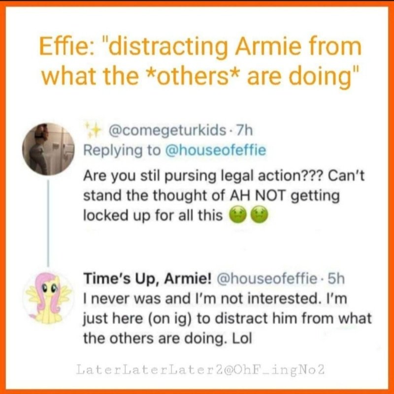 OhF_ingNo2's tweet photo. 5/
#ElizabethChambers #colluded w #EfrosinaAngelova #HouseofEffie 2 #FalselyAccuse #ArmieHammer of abuse 4 #custody
#Chambers facilitated her connection to #GloriaAllred who later FIRED #Effie
#JuliaMorrison's (deleted) tweet says it all
PLOTTED AS A GROUP = COMMITTED AS A GROUP https://t.co/MgQUSC7djj