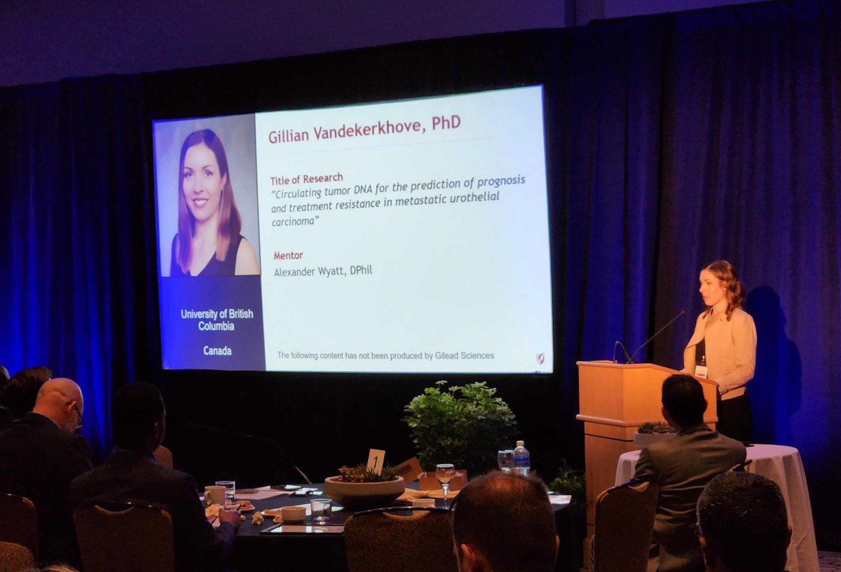 Congratulations to @G_Vandekerkhove for her Gilead Research Scholars Award! Gillian will be using custom new ctDNA characterization tools to dissect the genomics of metastatic bladder cancer and establish clinically-relevant features. #ASCO2023
