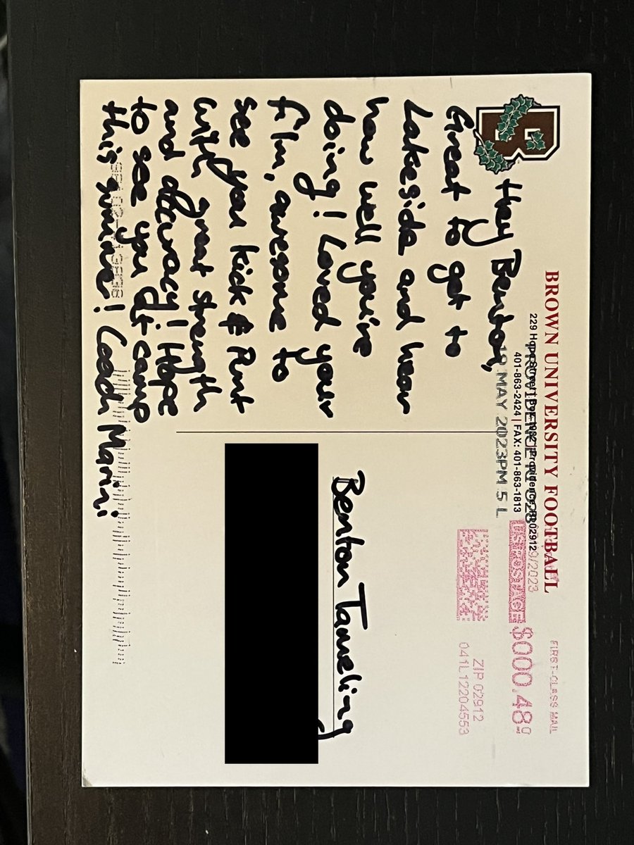 Benton Tameling (@bentontameling) on Twitter photo Big thanks to <a href="/coach_marini/">Heather Marini</a> and <a href="/BrownU_Football/">Brown Bears Football</a> for the handwritten note and kind words! I had a great time learning about Brown’s program and I’m looking forward to visiting this summer! Big thanks to <a href="/coach_marini/">Heather Marini</a> and <a href="/BrownU_Football/">Brown Bears Football</a> for the handwritten note and kind words! I had a great time learning about Brown’s program and I’m looking forward to visiting this summer!