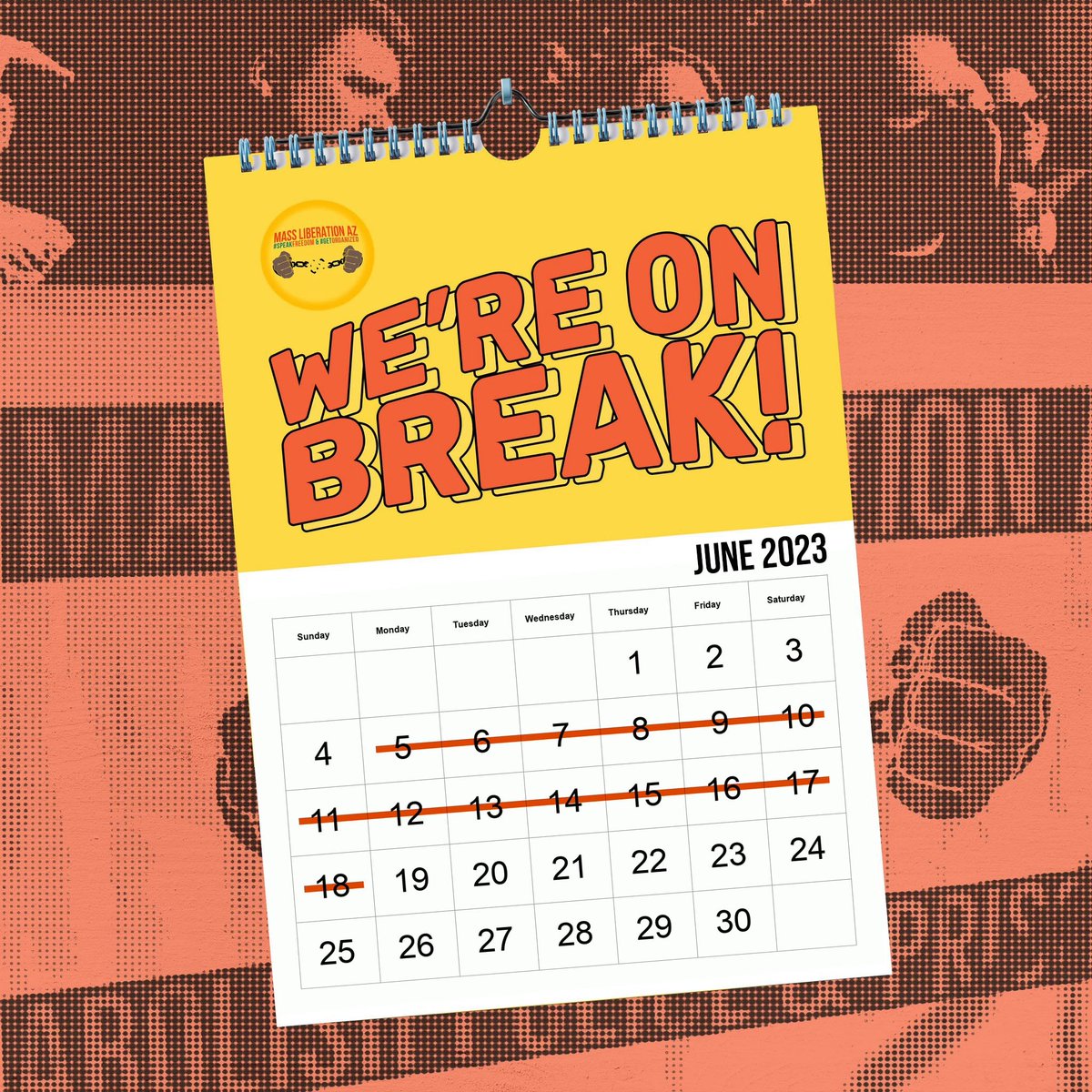 masslibaz's tweet photo. Mass Lib will be on break starting June 5th, 2023 to June 19th, 2023. Thank you for supporting and being in community with us!

Please expect a delay in communication until we get back!

#restisresistence https://t.co/2ue2uPTTSs
