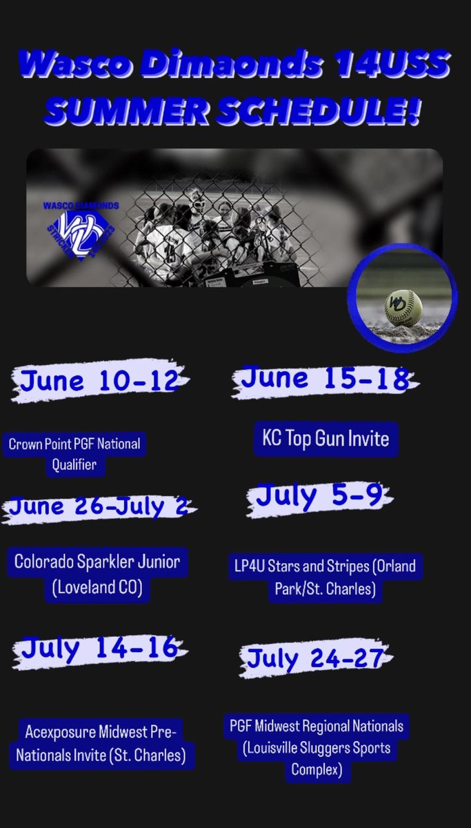 We are so excited for this summer season! Can’t wait to get out on the Diamond! Come check us out!            🥎💎☀️#WascoProud