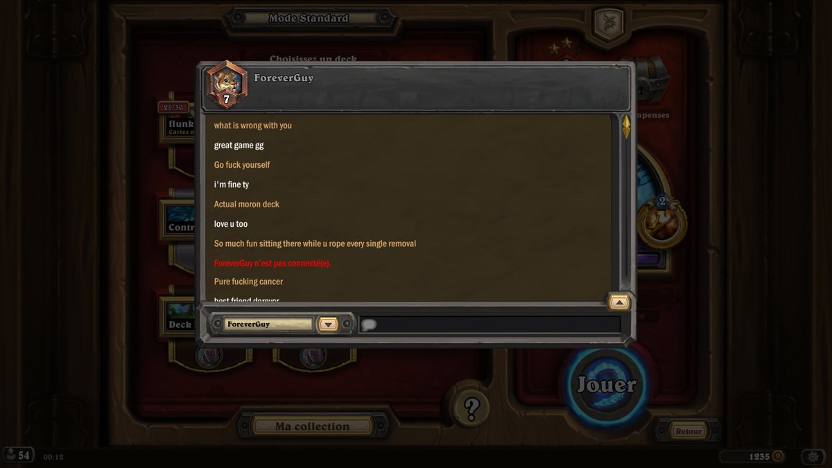 I'm so desappointed, I didn't manage to copy the rest of our great conversation :(
<a href="/PlayNiceHS/">PlayNiceHS</a> <a href="/PlayHearthstone/">Hearthstone</a>