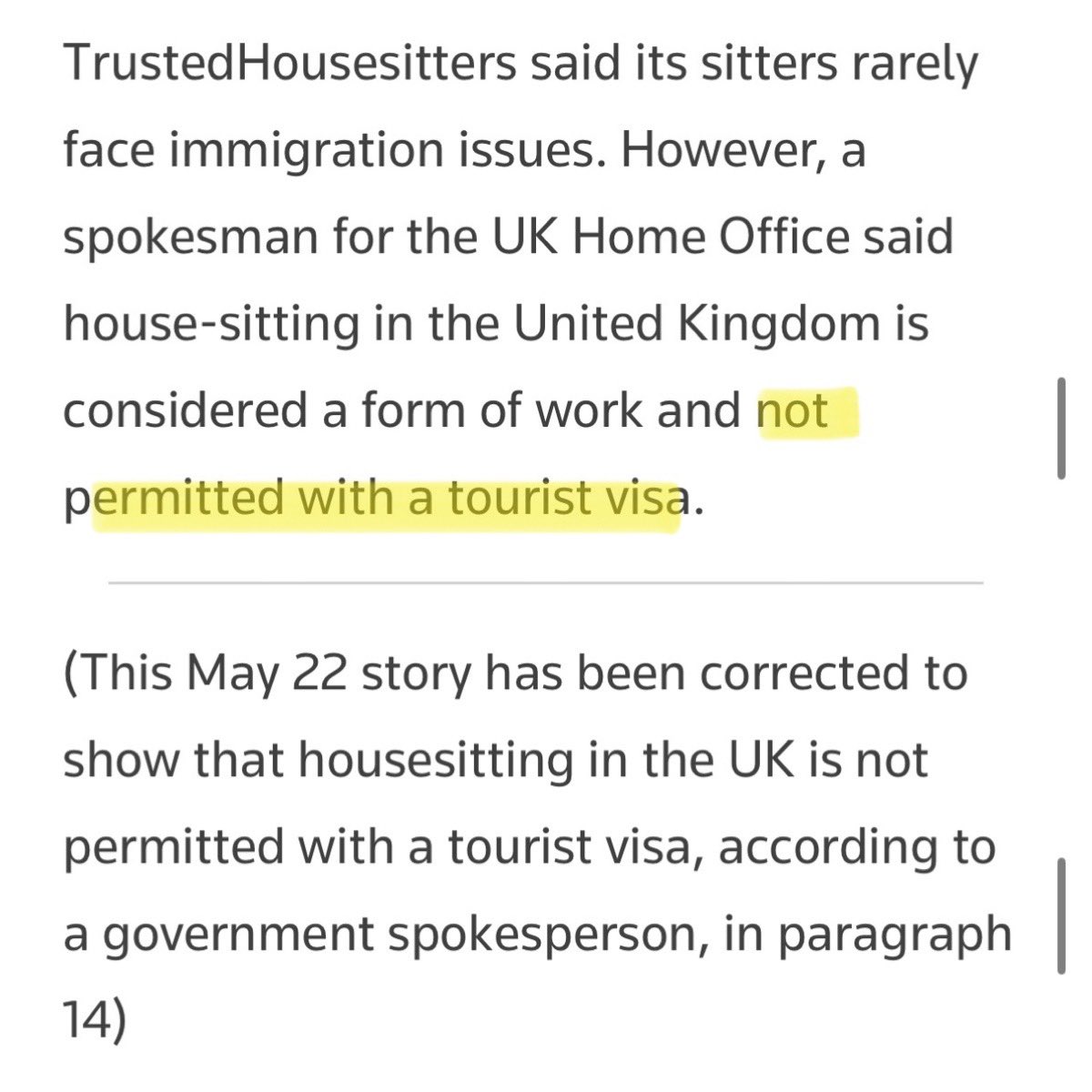 Would you look at that—@housesitting through #TrustedHousesitters NOT ALLOWED on a tourist visa. Visitors wanting to house sit in the UK need a work visa.

Thank you for *finally* reaching out to @ukhomeoffice, @thomsonreuters

#budgettravel #travelhack #housesitting #immigration