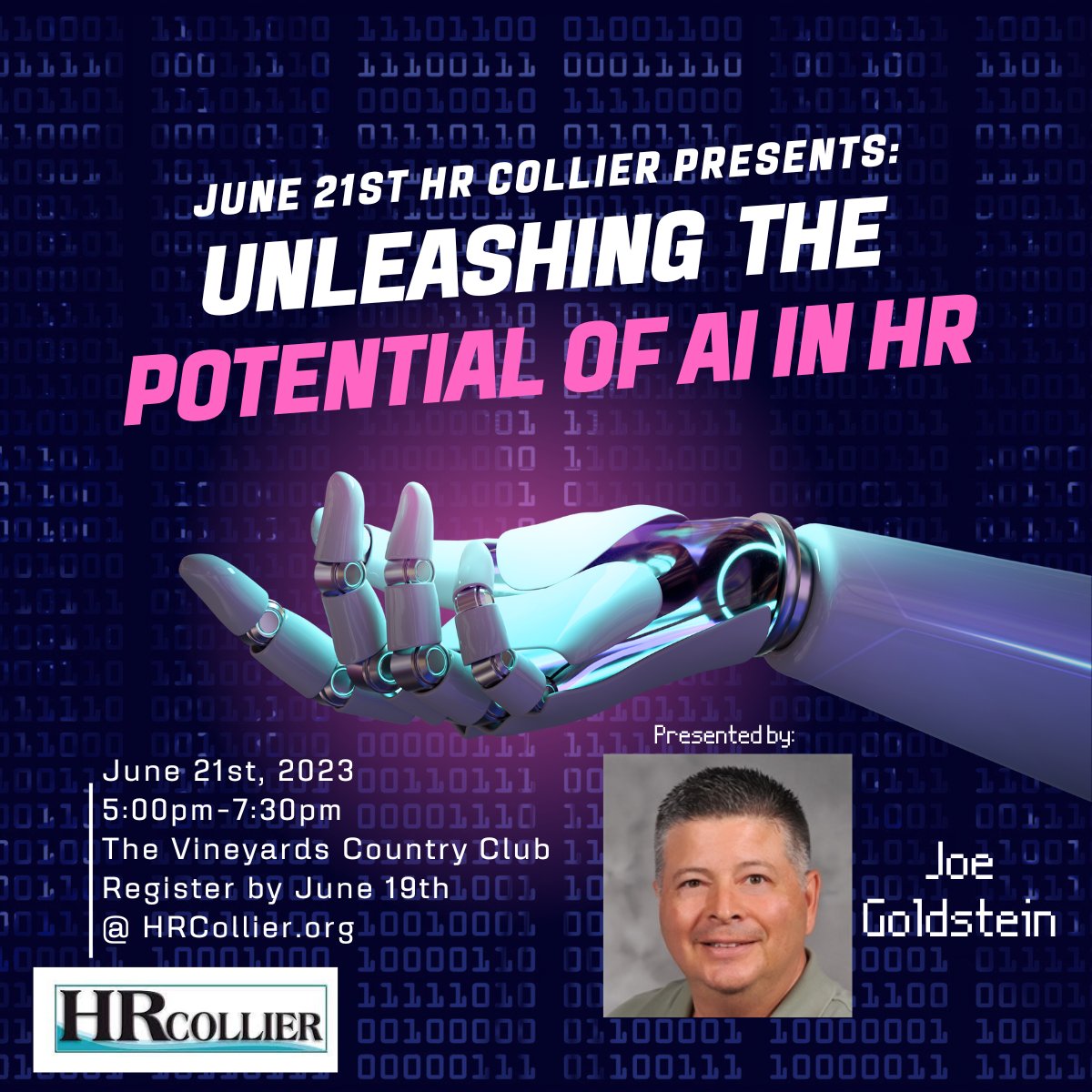 This session will give HR professionals basic tools and instructions to leverage AI effectively in their daily operations. 
Register at hrcollier.org/events/EventDe…