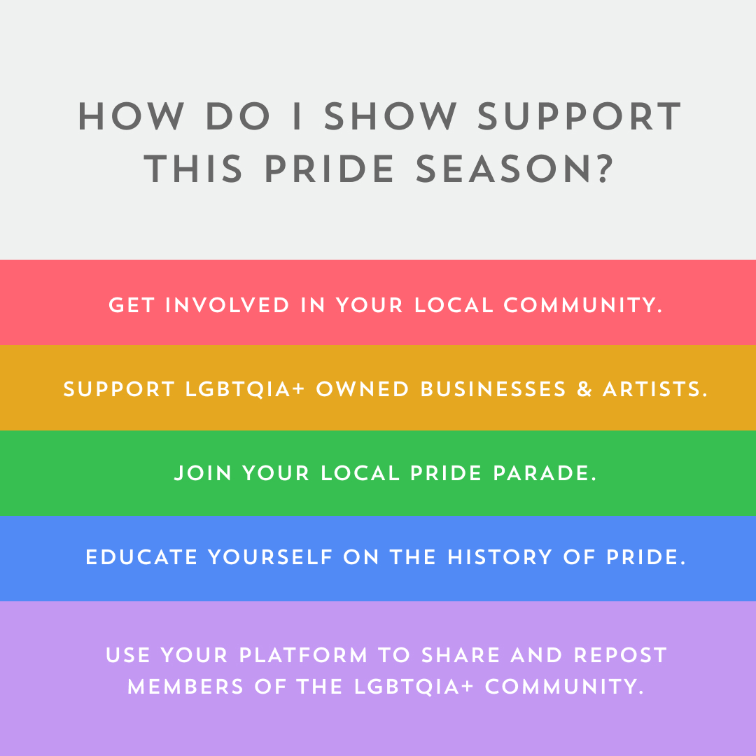 There are so many ways to show support this Pride season. We also have a list of resources in our Pride Highlight. 

How will are you showing your support?

#pridemonth #pride #lgbtqia #loveislove #love #queer #rainbow #lgbtpride #transgender #art #lovewins #nonbinary #equality