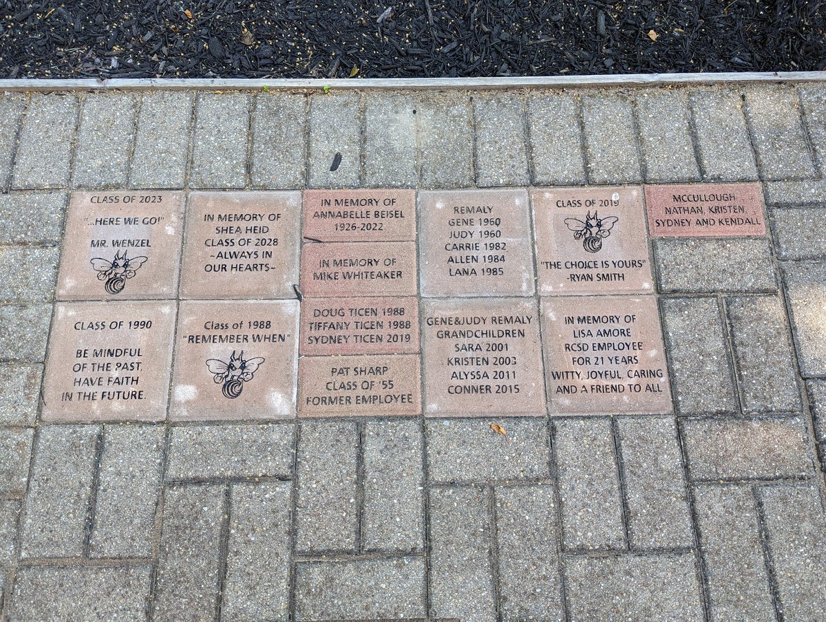 13 new pavers placed in the Honor Courtyard last week. Thrilled to add the Class of '88, '90, and our newest graduates, 2023!  Thank you Joe Heater for putting them in.