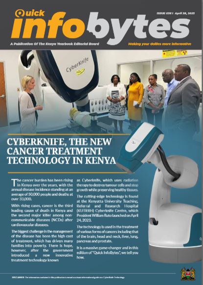 Kenyayearbook's tweet photo. Cancer is the 3rd leading cause of death in Kenya. The recently launched cancer treatment technology, cyberknife, is a game changer both in terms of effectiveness & affordability! We tell you all about it in this week's #InfoBytes https://t.co/vOy7XWLdHj
Pic: courtesy https://t.co/oLJp4EDdSH