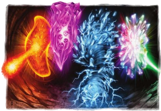 Chaos shards were chaotic elementals that materialized at the boundary between the Abyss and the Elemental Chaos. They were semi-intelligent and tended to be quite malevolent and destructive.
#dnd #forgottenrealms

📖: MM2 4e
🎨: Franz Vohwinkel

forgottenrealms.fandom.com/wiki/Chaos_sha…