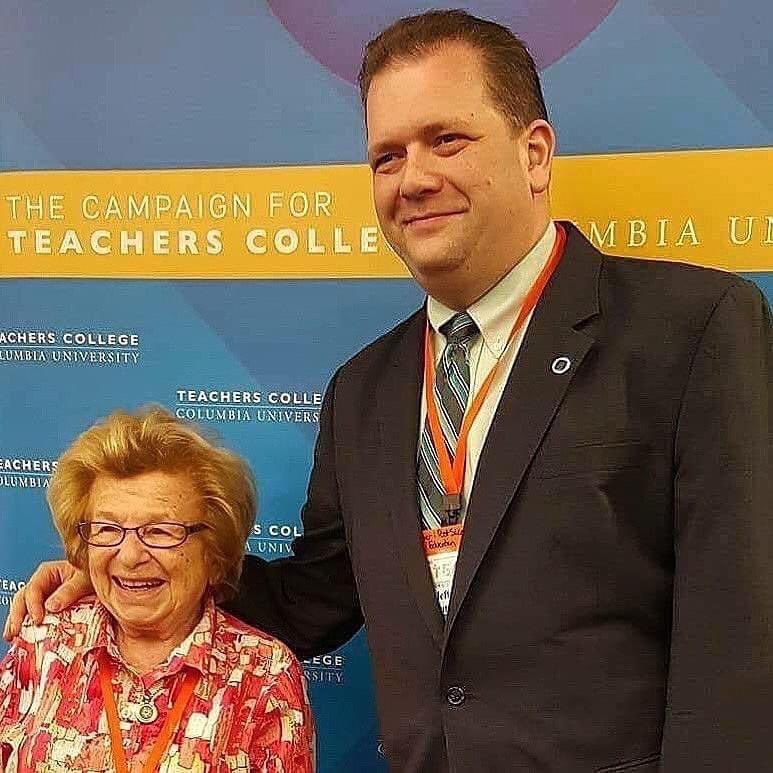 DrJeffreyP's tweet image. Wishing a very special happy 95th birthday to my friend &amp;amp; fellow @TeachersCollege @Columbia alum @AskDrRuth, who taught us our fantasies are okay, but education shouldn&apos;t have to be one. #TCAlumni