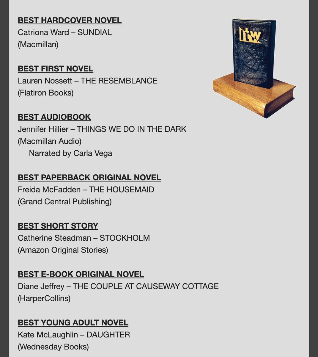Congratulations to all the 2023 Thriller Award winners from Thrillerfest in NYC. How many of these have YOU read?