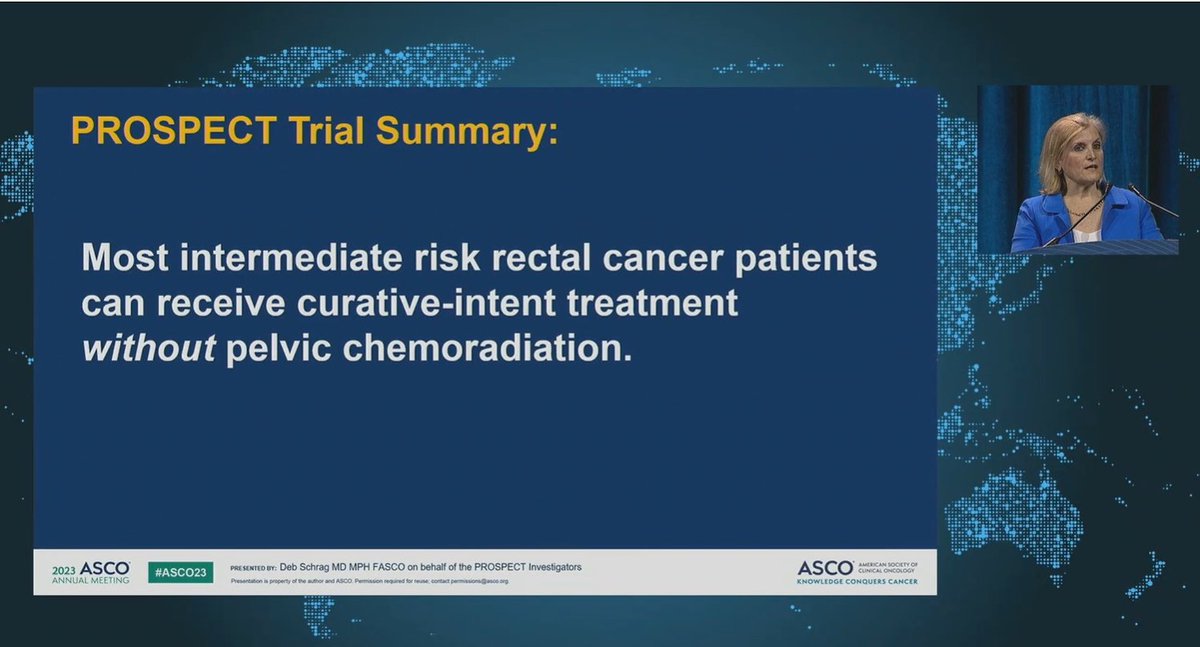 Ziad Bakouny, MD, MSc (@ziadbakouny) on Twitter photo My future boss <a href="/MSK_DeptOfMed/">MSK Department of Medicine</a>, Dr. Deborah Schrag, now taking the stage to present the results of the PROSPECT trial evaluating chemoradiation vs FOLFOX for locally advanced rectal cancer.
<a href="/ASCO/">ASCO</a> #ASCO23
<a href="/MSKCancerCenter/">Memorial Sloan Kettering Cancer Center</a> <a href="/OncoAlert/">OncoAlert</a> <a href="/HemOncToday/">HemOnc Today</a> <a href="/HemOncFellows/">Hem-Onc Fellows Network</a> <a href="/Hemoncq/">Hem/Onc Board Review</a> My future boss <a href="/MSK_DeptOfMed/">MSK Department of Medicine</a>, Dr. Deborah Schrag, now taking the stage to present the results of the PROSPECT trial evaluating chemoradiation vs FOLFOX for locally advanced rectal cancer.
<a href="/ASCO/">ASCO</a> #ASCO23
<a href="/MSKCancerCenter/">Memorial Sloan Kettering Cancer Center</a> <a href="/OncoAlert/">OncoAlert</a> <a href="/HemOncToday/">HemOnc Today</a> <a href="/HemOncFellows/">Hem-Onc Fellows Network</a> <a href="/Hemoncq/">Hem/Onc Board Review</a>