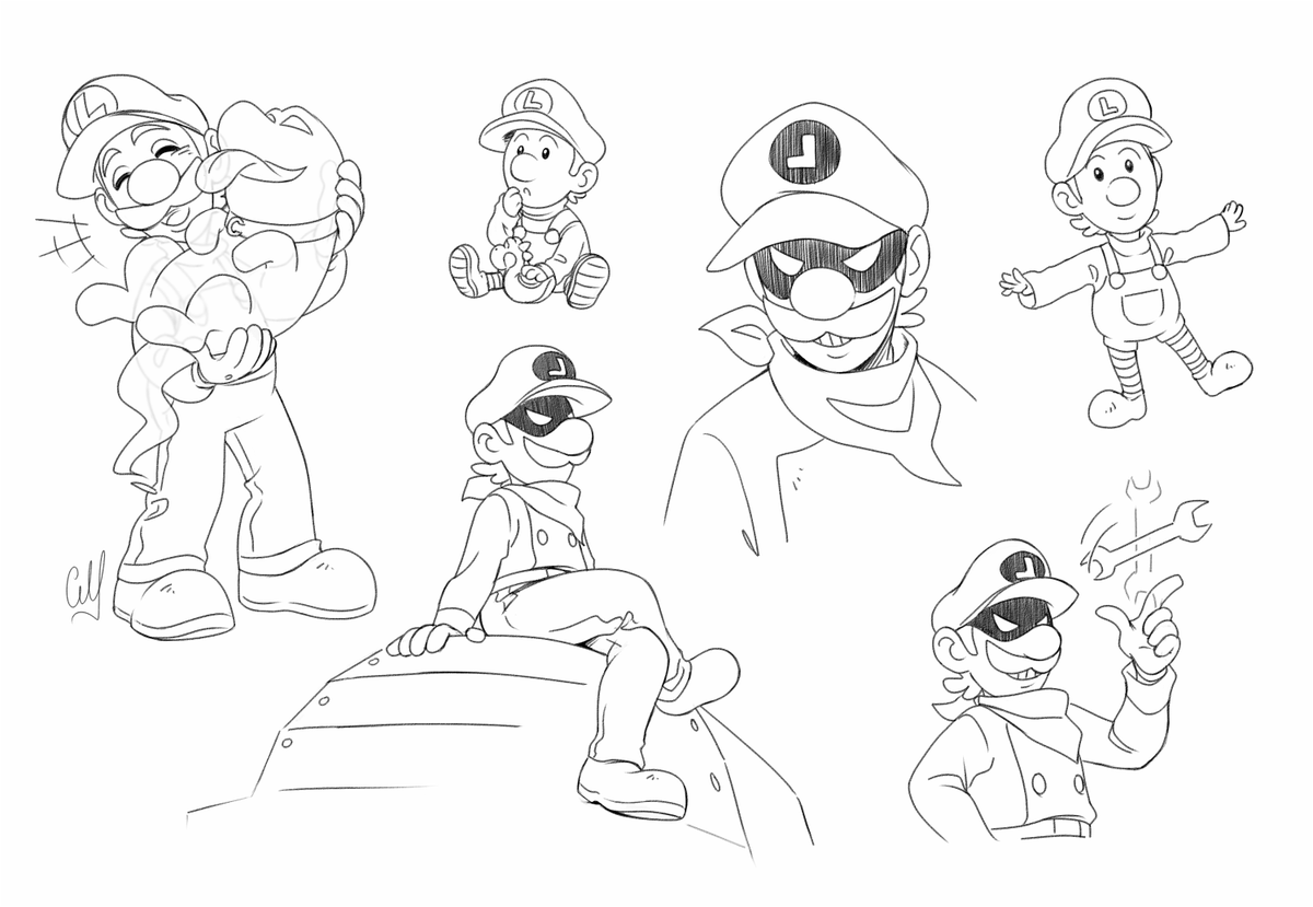 Forgot to post the first drawings I made of Luigi when I got back into Super Mario a few months ago. Also, Mr. L my beloved..🖤 #SuperMarioBros #Luigi #MrL #Polterpup