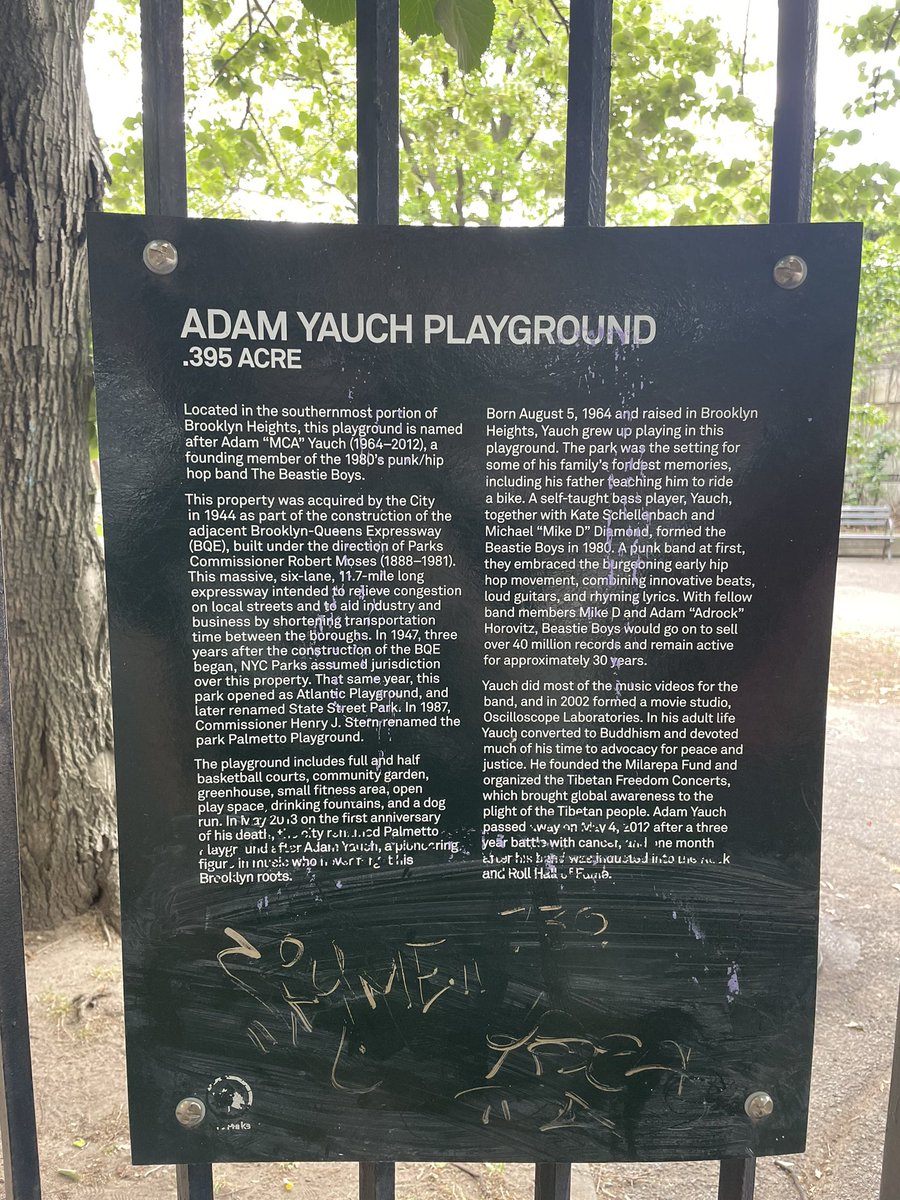 My friends and I went to the Adam Yauch park and I cried reading the sign