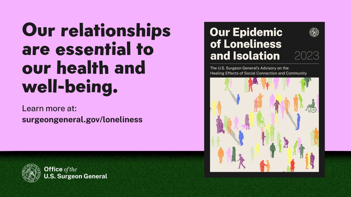 Each of us can play a role in mending the social fabric of our nation. By taking small steps every day to strengthen our individual relationships, we can find greater fulfillment and build healthier, happier, and more connected communities. #Connect2Heal Surgeongeneral.gov/loneliness