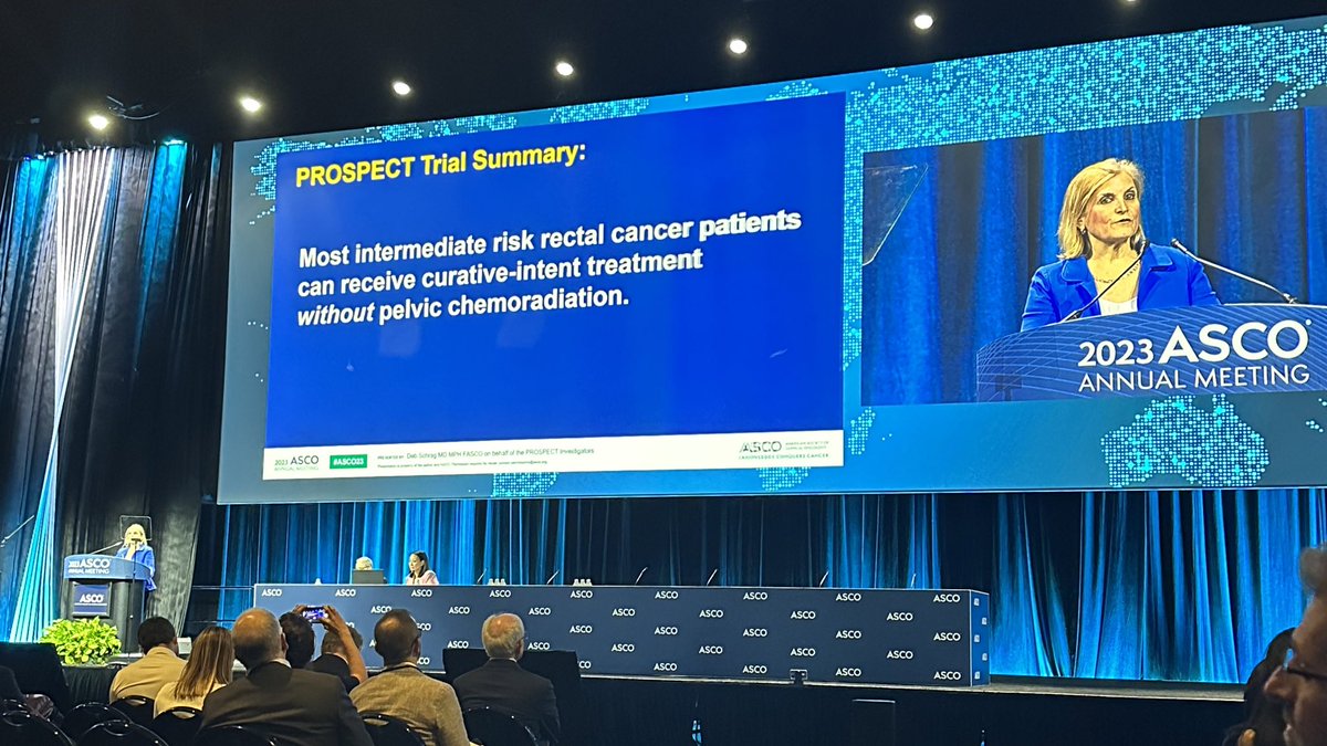 Gastrointestinal oncologist Dr. Deb Schrag presents research that shows that people diagnosed with locally advanced #rectalcancer can be safely treated without radiation therapy. #ASCO23. The study: bit.ly/3IW64Gh