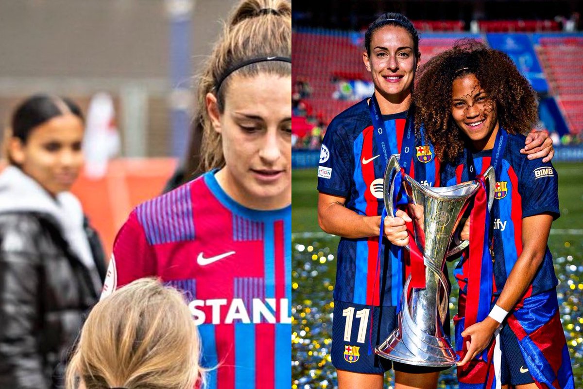 someone tell the girl on the left that in a year she’ll be winning a champions league trophy with her idol.