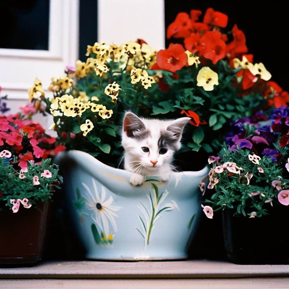 Kitten's Floral Hideaway