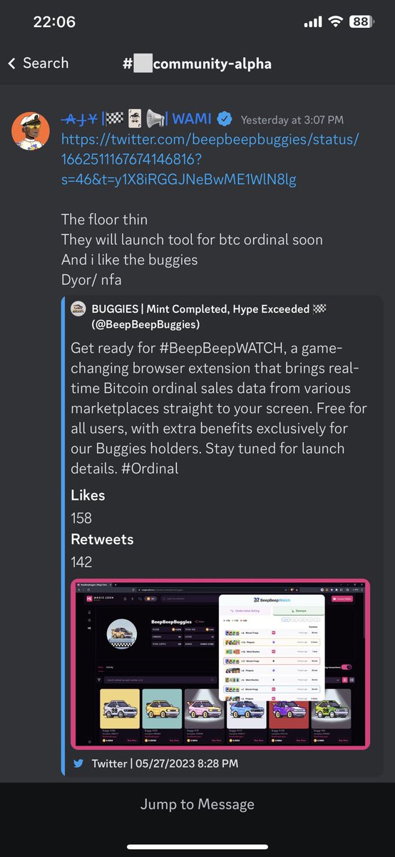 AJY472's tweet image. We are trending, and the floor goes up.
The call here was the floor 0.008BTC now 0.025BTC .
@BeepBeepBuggies 
..( beep beep 🏁)
