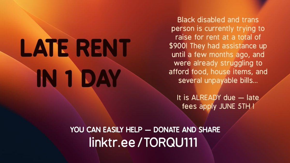 im mem a Black Audhd enby who's chronically ill & not able to work or drive safely, I also dont have a working phone

I live with my Black disabled r'mate & our cat, we were street homeless in 2020 which led to crowdfunding

we have till monday 11:59pm to pay rent, anything helps