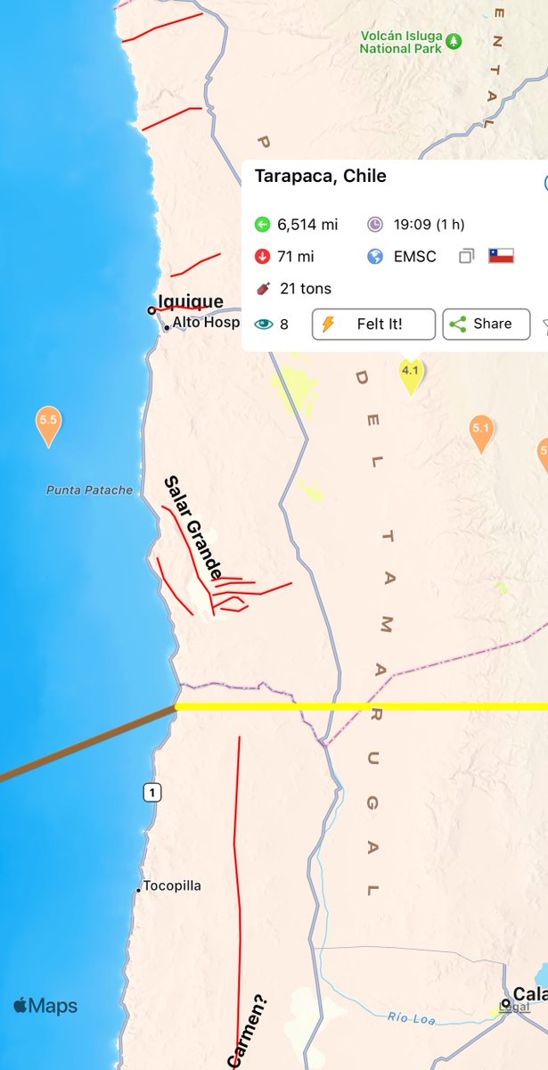 #Earthquake: Tarapaca, Chile at 04 June 2023 06:09 pm (UTC), Magnitude: 4.1