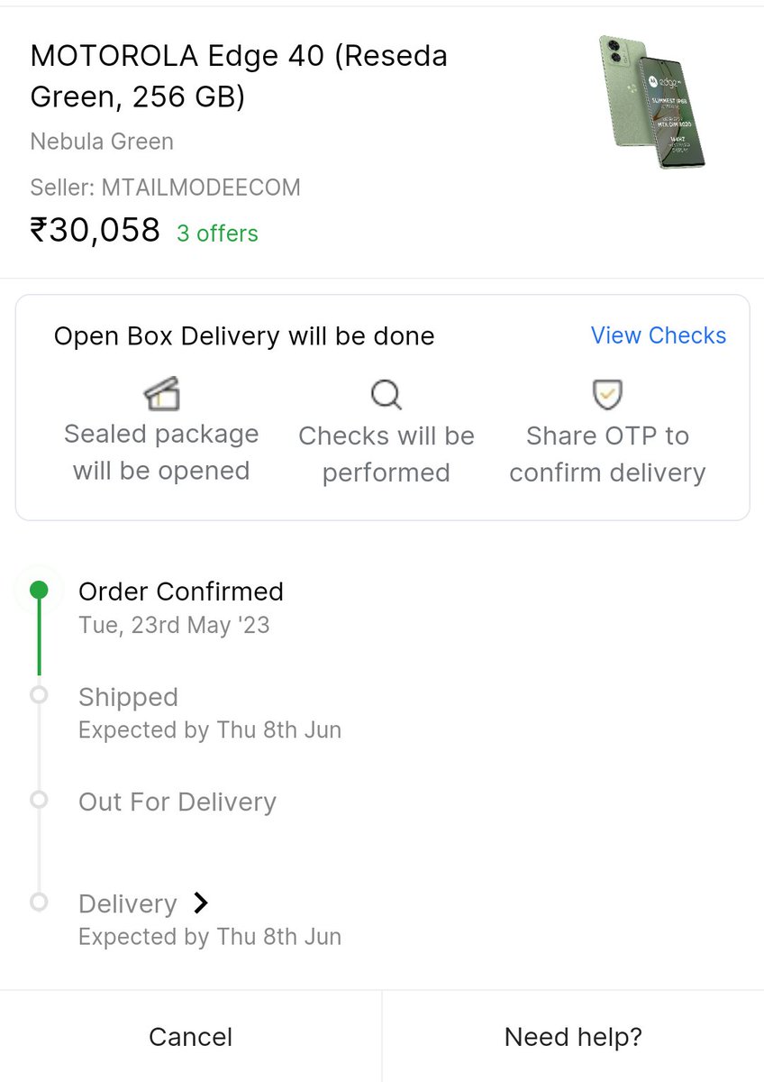 Hi guys !
Major drawback of ordering the smartphone in the sale. Hope the review will be uploaded before 10th. 

Flipkart should provide faster delivery options in the sale as well.
@motorolaindia @Flipkart #motorolaedge40