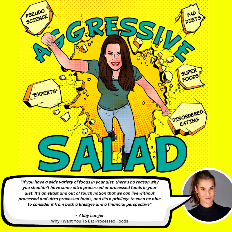 In this solo ep of Aggressive Salad I explain why I want you to eat processed foods. Not necessarily more than other foods, nor as an overrepresentation of your diet, but in the ways you find convenient, balanced, and joyful. Thx for listening! #aggressivesalad #podcast