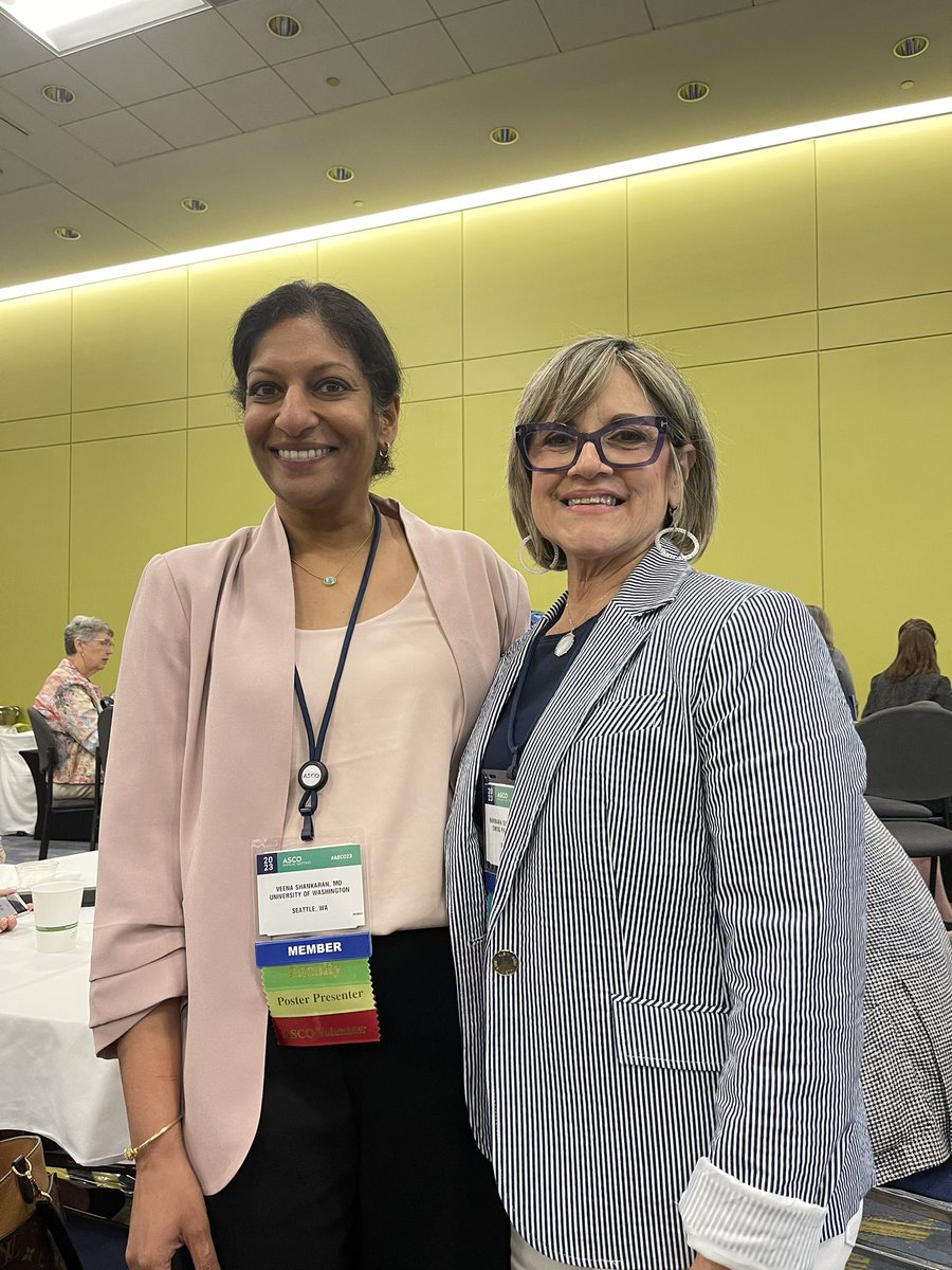 What a treat bumping into my friend and @SWOG patient advocate extraordinaire @barbarasegarra @ASCO - Barbara has been instrumental in launching #financialtoxicity studies like S1912cd through her passionate and honest contributions.