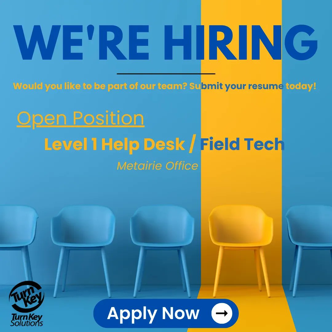 We're Hiring! Do you know someone who has a passion for technology? Share this or Apply Now: buff.ly/3ohMYDp #tks #werehiring #openpositions #ITjobs #BRjobs #NOLAjobs