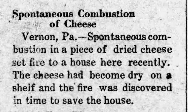 In honour of #NationalCheeseDay

Make sure all of your cheese is consumed safely and as quickly as possible. (Cloverdale Reveille 1915) 🔥🧀