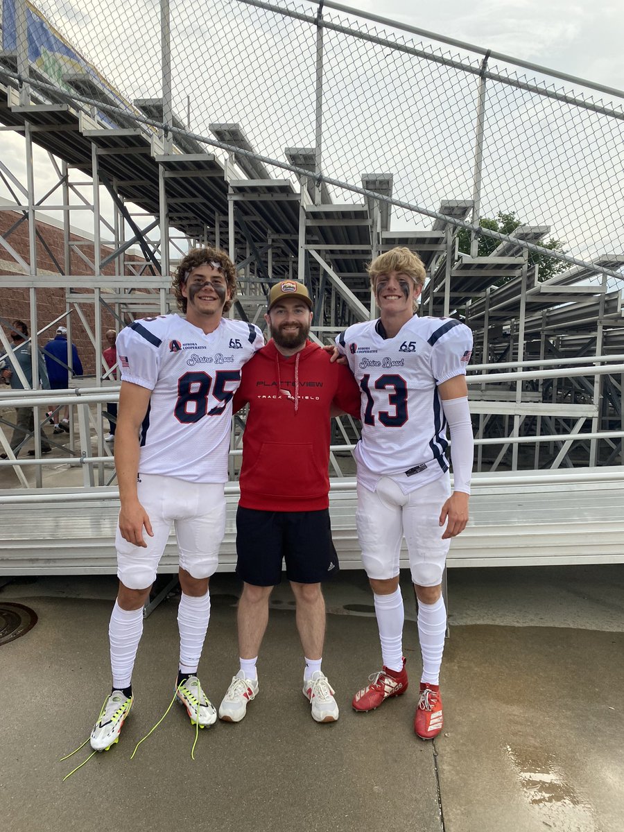 First time out at the Nebraska Shrine Bowl! Had a blast watching <a href="/EzraStewart0/">Ezra</a> and <a href="/jared_kuhl/">Jared Kuhl</a> suit up one last time!