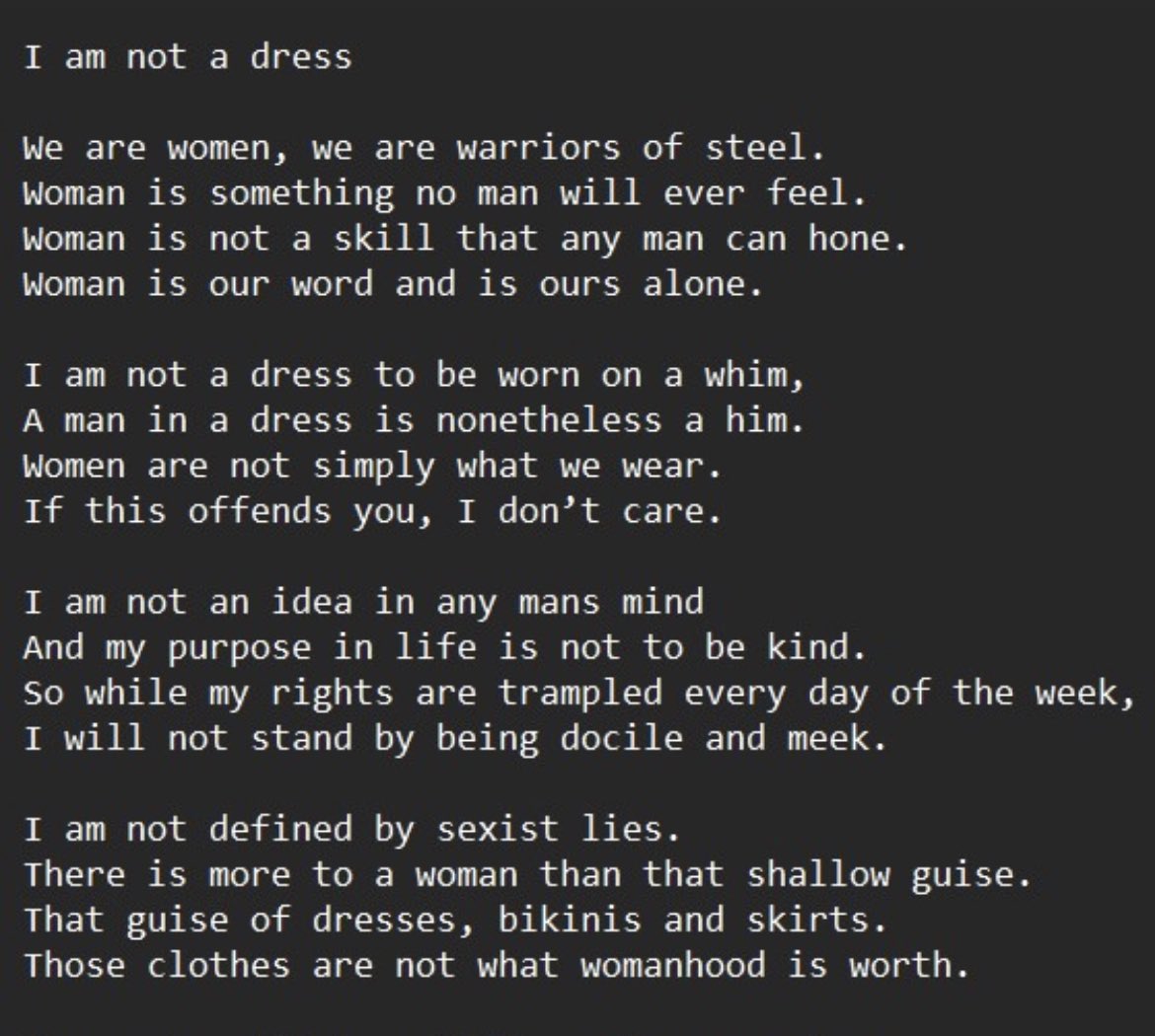 i am not a dress poem