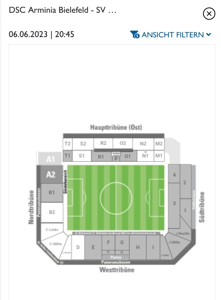 Heimbereich ist wohl ausverkauft.

Scheinbar wollen die Fans vor Ort sein, um mit dieser sogenannten Mannschaft und den letzten 1 ½ Jahren Talfahrt abschließen zu können. An ein Wunder dürften wohl selbst größte Optimisten nicht mehr glauben. #Arminia #DSCWIE