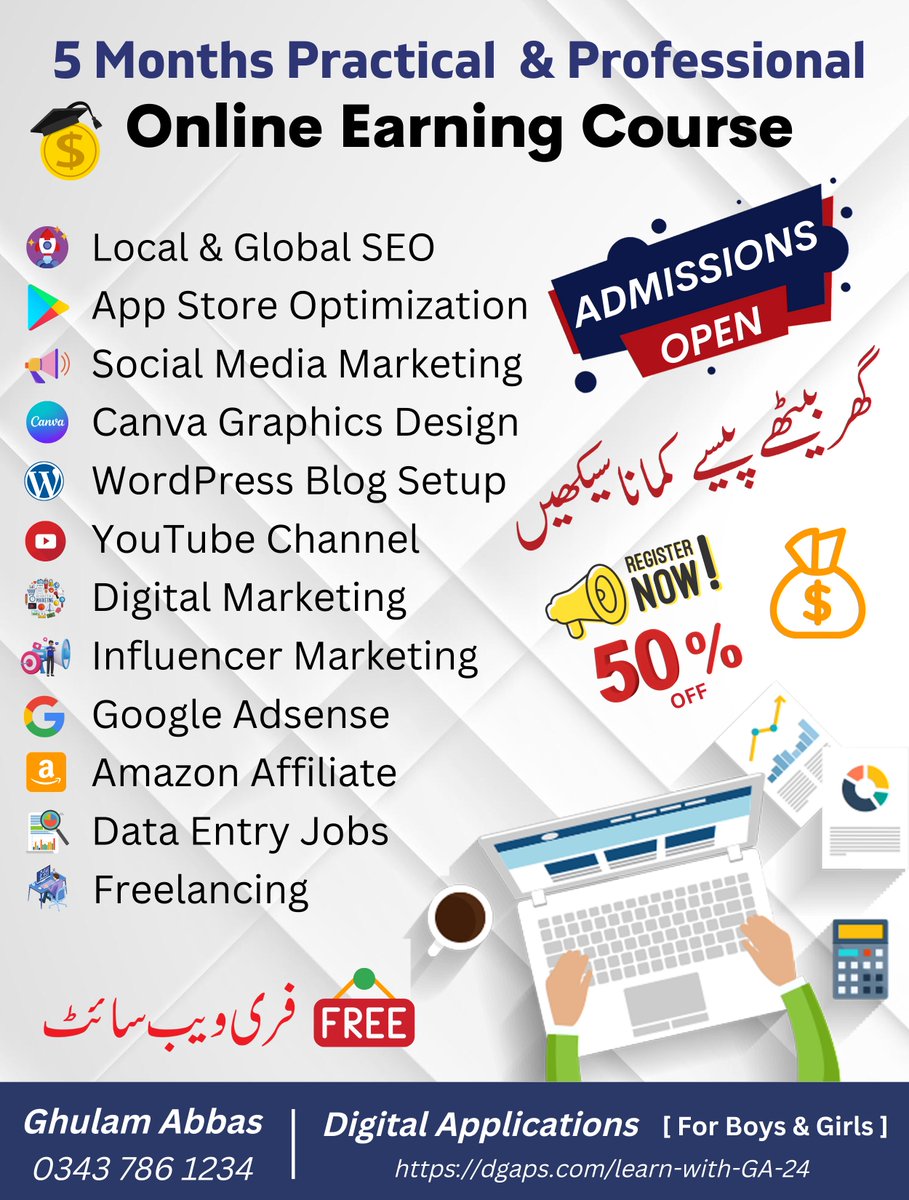 EngrGAOfficial's tweet photo. SEO, Blogging & Freelancing Course
Course Video:
https://t.co/4bgeYC4LLz
Watch this complete video. App ko is course k bary main seb kch pata chel jaye ga.
Course Detail:
https://t.co/3izQBt2EgL
Registration Link:
https://t.co/ffrNWo7jXo
#LearnWithGA #LetsConnect https://t.co/zk25UWMi8Y