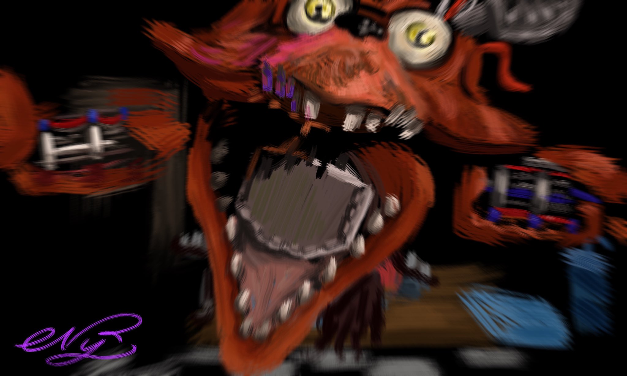Naz ( Φ ω Φ ) on X: [1hr33min] Withered Foxy Being overstimulated sure  does slow you down💀 these paintings are so slay This study is avail for  print!  #fnaf #fnafart #