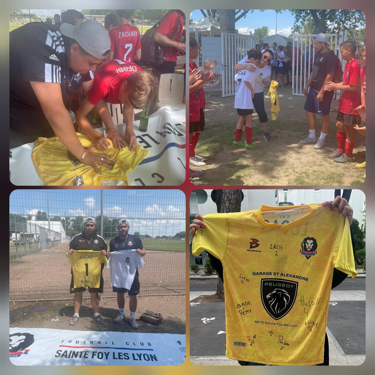 👏 Un grand bravo à l'équipe de Sainte-Foy-lès-Lyon d'avoir remis un maillot signé par tous les joueurs à la maman de Lucas lors du tournoi de la Grande Motte. 🙏 Merci à leurs coachs pour ce geste et cette pensée. 👨‍🎓 Le terme 'éducateur' prend ici toute sa signification.