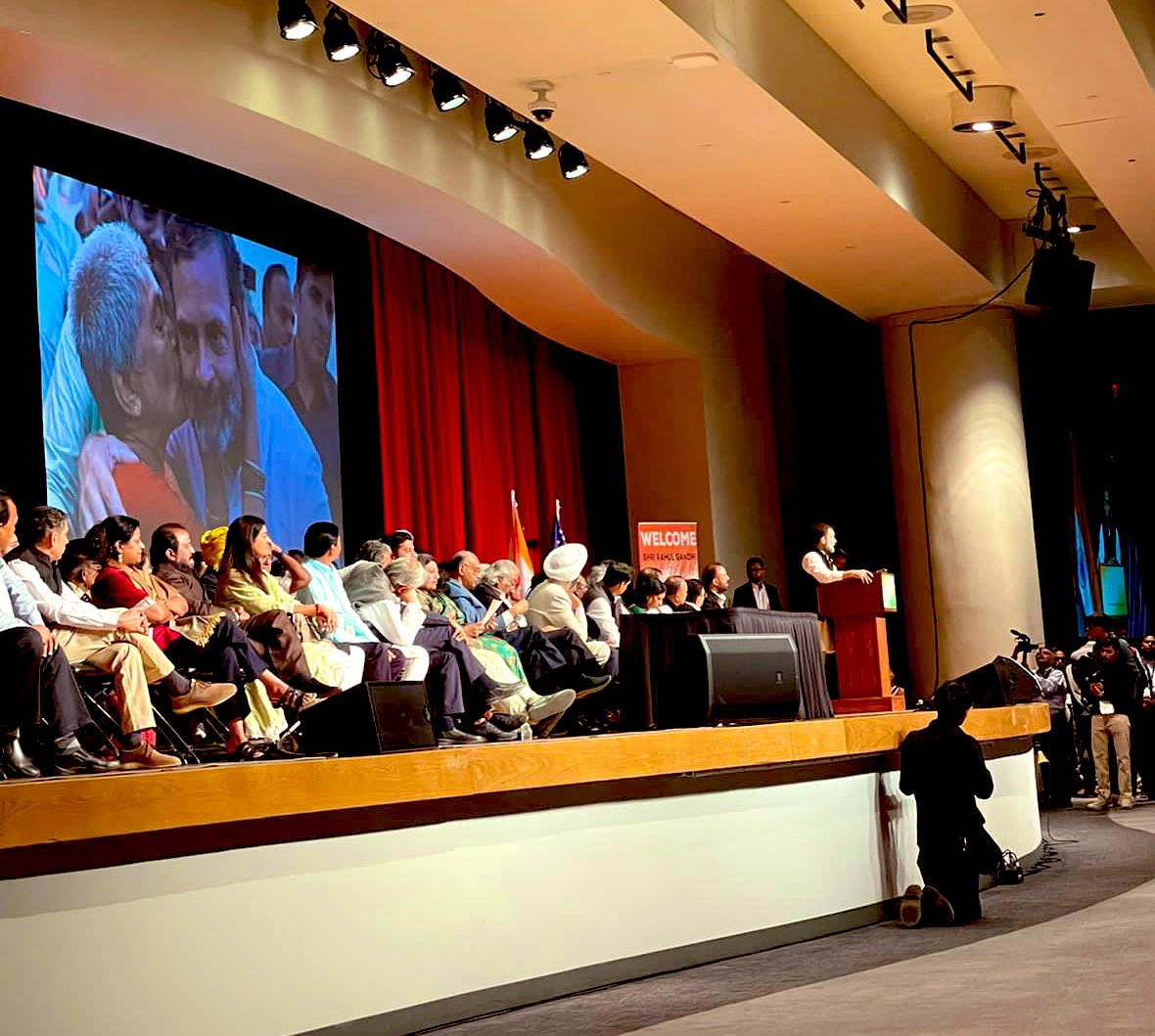 KotaNeelima's tweet photo. ‘BJP and RSS are incapable of looking at the future of India. It is like driving a car looking only at the rear view mirror’: @RahulGandhi
Mega public meeting at Javits Centre in New York today. @revanth_anumula @Manikrao_INC @pravchak @sampitroda #RGInUS https://t.co/VlxJpnMow2