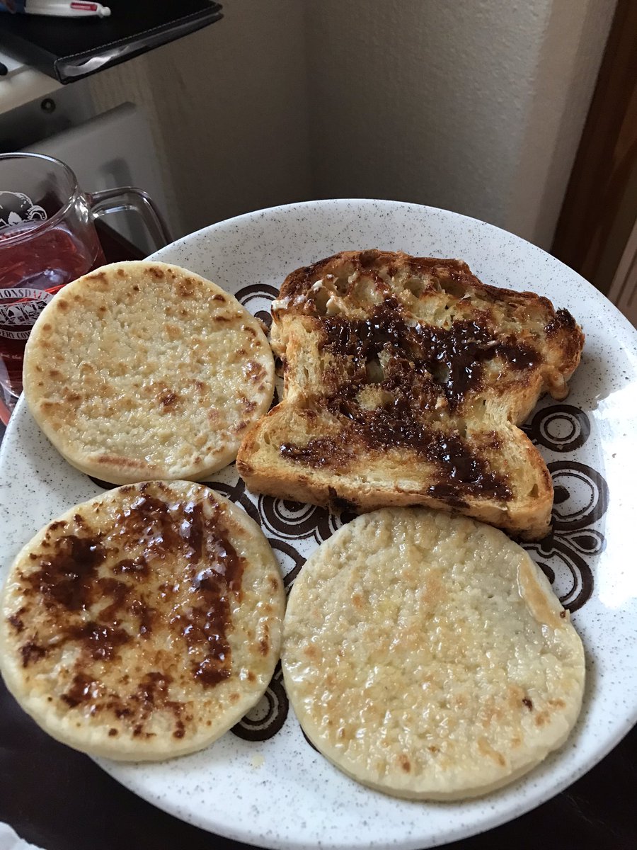 Potato cakes, cheese & onion bread…both with @marmite 😋