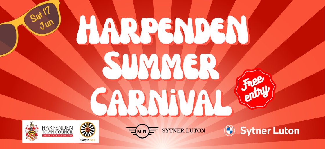 🎉 We are proud to bring Harpenden Carnival back again this summer on Saturday 17th June.
As always it's free to enter, with all donations going to selected charities.  
Here is the event programme - tinyurl.com/harpcarn
See you there! 
#HarpendenCarnival