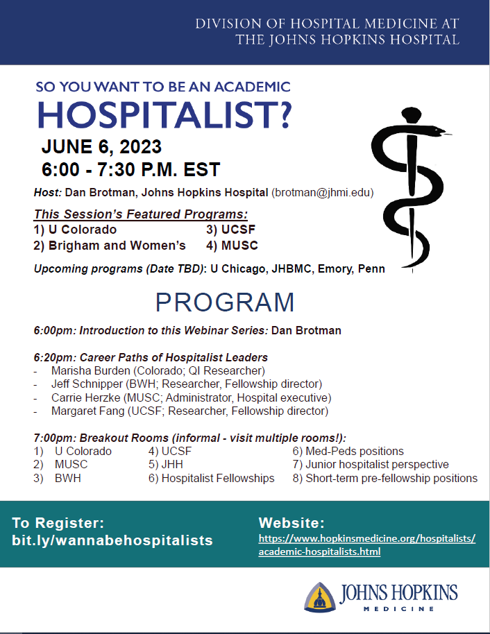 So You Want to be an Academic Hospitalist?? Well lucky you, we're launching our 1st ever FREE webinar targeting RESIDENTS AND FELLOWS interested in Academic Hospital Medicine! Join us June 6 at 6:00 PM. #hospitalist #hospitalmedicine

To Register: forms.gle/9L7vW88easLnWo…