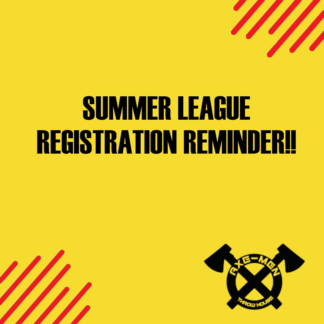 REMINDER!

Registration for Summer League is open!! 

Make sure to sign up before 6/14 to get an early bird discount

#summerleague #axethrowing #newactivities #newbieswelcome #dtsj #sosa