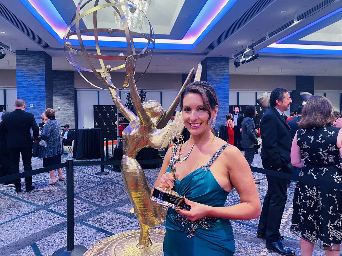 This happened last night! Congratulations to our founder @LeticiaOrdazTV She received an Emmy Award for her work in television news. It’s such an honor to represent our community and share your stories in our bilingual books and through journalism. #BreakingBarriersTogether