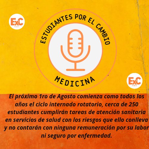 Es el momento para que los prestadores de servicios de salud privados se hagan cargo y creen cargos remunerados para internos!!! algunos ya lo hacen así que se puede!!!💪🍊