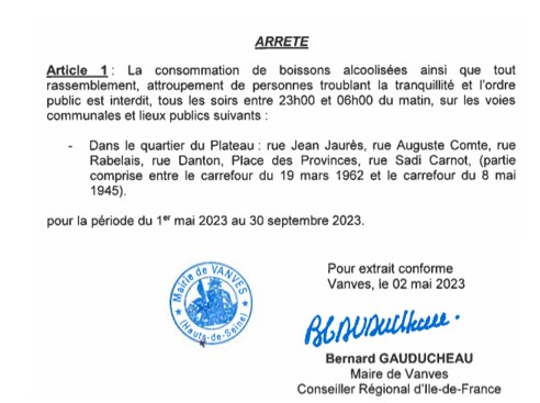 1/3 Le maire a pris récemment 2 arrêtés concernant l'ordre public à #vanves et notamment au Plateau :
- un arrêté du 2 mai interdit la consommation de boissons alcoolisées ainsi que tout rassemblement, attroupement de personnes troublant la tranquillité en 6 endroits du Plateau