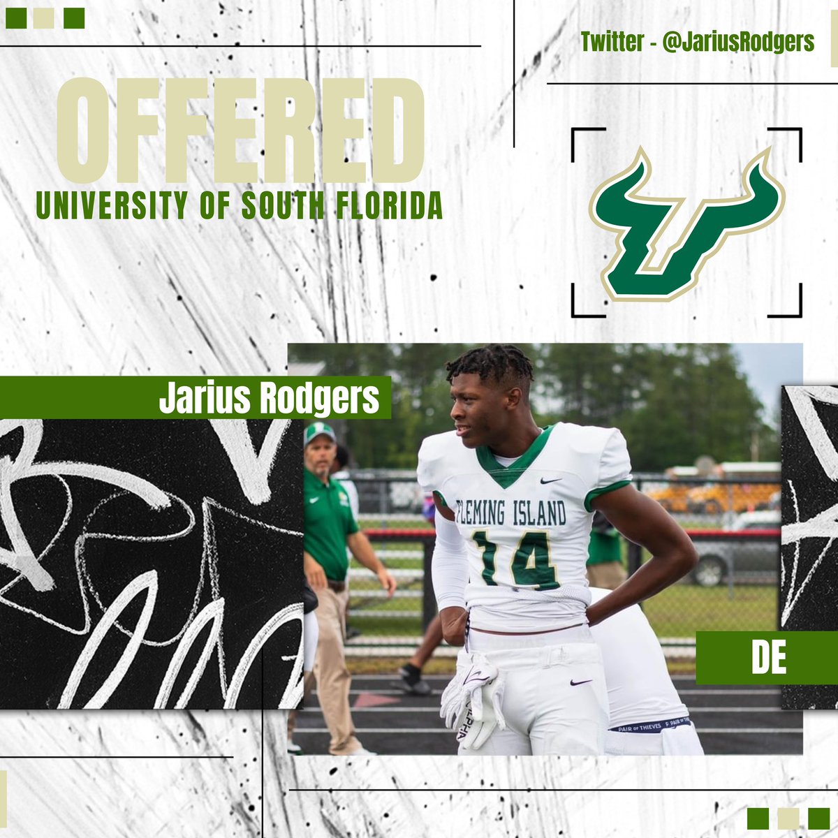 coachparker85's tweet image. Congratulations to @FIHSFOOTBALL 2026 DE/OLB @JariusRodgers for receiving an offer from @USFFootball 👨‍💻@GoEditGraphics #GoBulls #RecruitTheIsland #SoarHigher