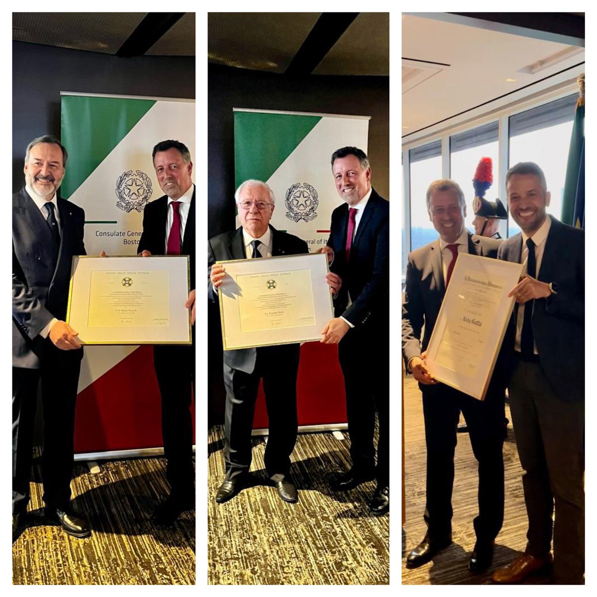 2 giugno 2023 Festa Nazionale. Tanti complimenti ai decorati dell’onorificenza dell’Ordine della Stella d’Italia!
Cavaliere Maria Luisa Antonelli, Ufficiali Andrea Carfì e Dante Roscini, Grande Ufficiale Pasquale “Lino” Rullo!
E al Cavaliere al merito della Repubblica Rudy Gatta!